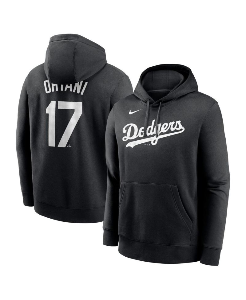 Men's Shohei Ohtani Black Los Angeles Dodgers Player Name & Number Club Fleece Pullover Hoodie