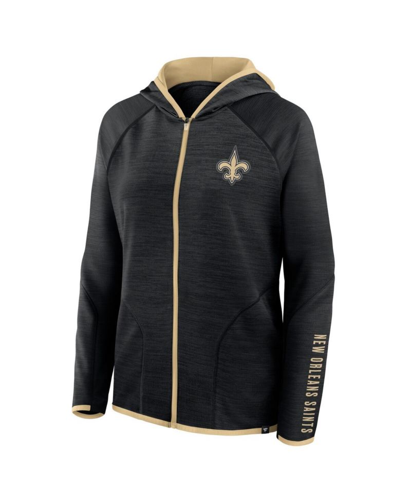 Women's Black New Orleans Saints Redzone End Around Pass Raglan Full-Zip Hoodie