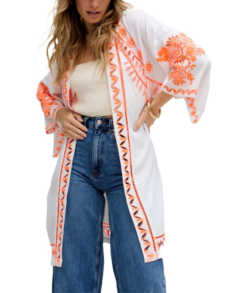 Women's Lupe Edge To Edge Embroidered Kimono
