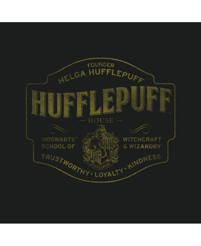 Men's Hufflepuff Hogwarts House Black Graphic Tee-3XL