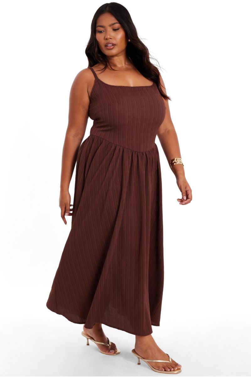 Women's Plus Size Drop Waist Textured Dress