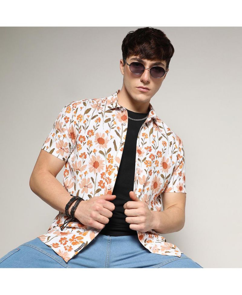 Men's Orange Flower Shirt