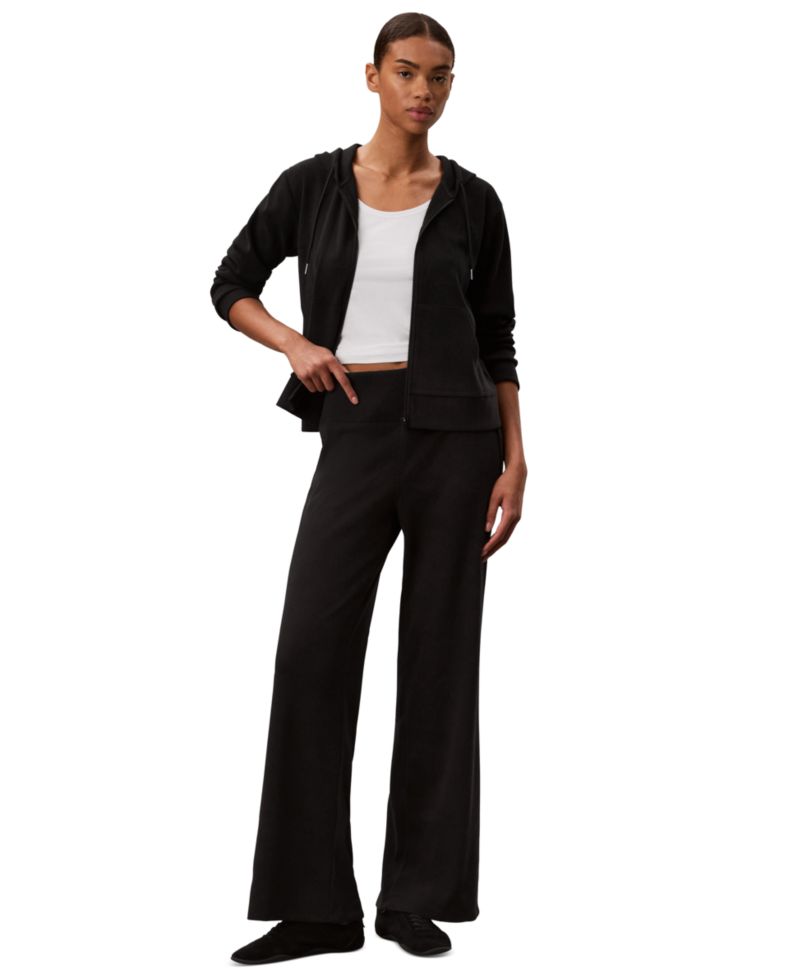 Women's Pull-On Waffle-Knit Relaxed-Fit Straight-Leg Pants