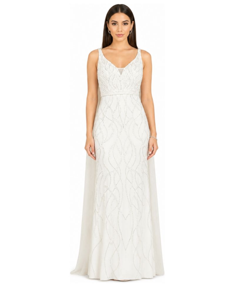 Women's Beaded Wedding Gown with Cape