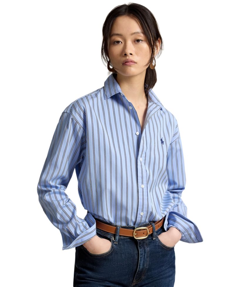 Women's Relaxed-Fit Striped Cotton Shirt