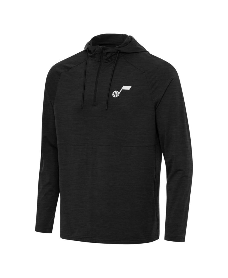 Men's Heather Black Utah Jazz Spikes Raglan Quarter-Zip Hoodie