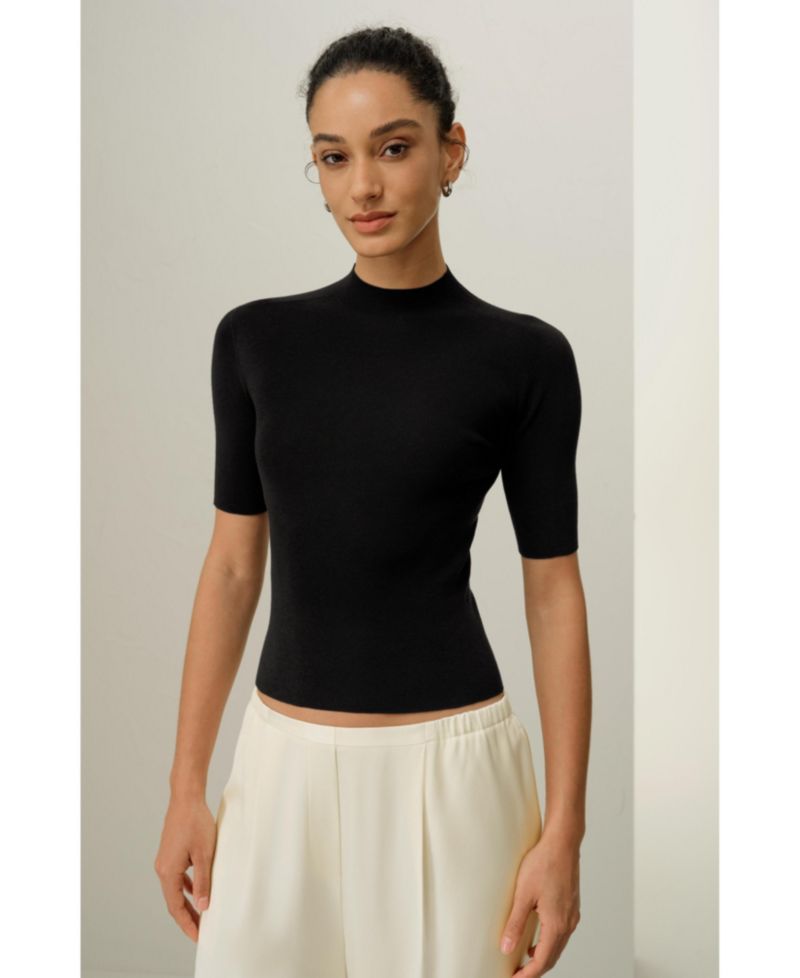 Women's Seamless Silk-Cotton Slim-Fit Knit Top