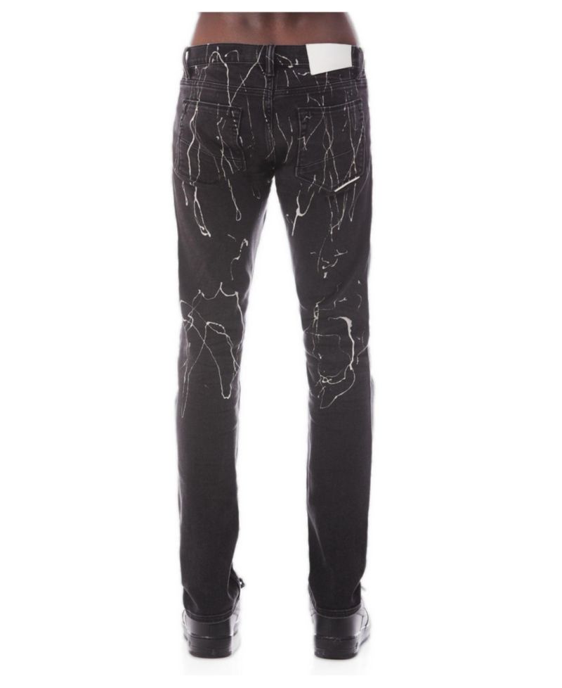 Men's Strat Super-Skinny Low-Rise Discharged-Print Jeans