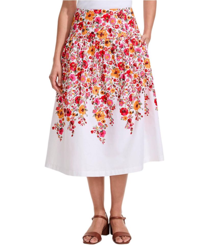 Women's Poplin Drop Waist Midi Skirt - Set Bottom