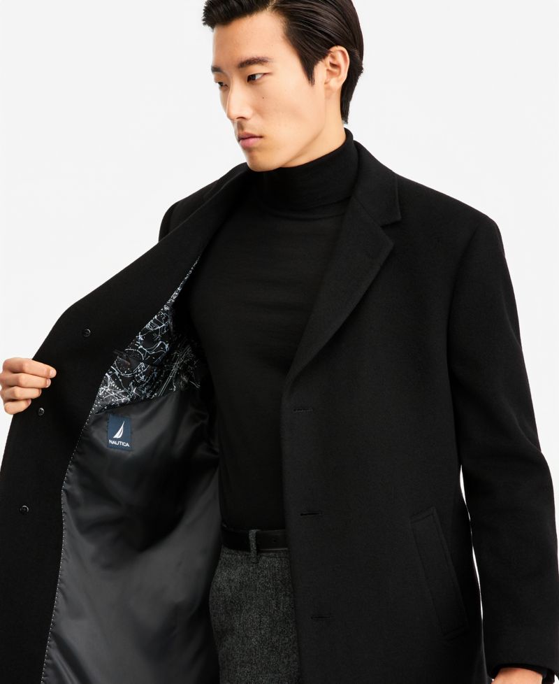 Men's Barge Classic Fit Wool/Cashmere Blend Solid Overcoat