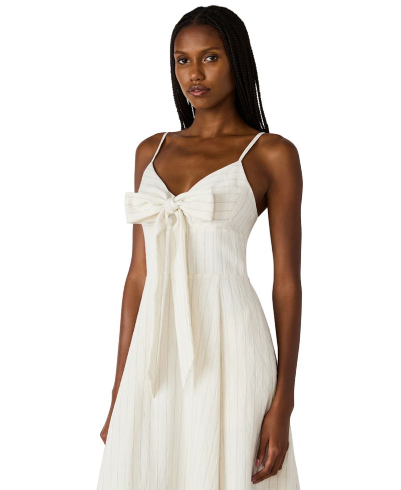Sweetheart Sleeveless A-Line Bow-Front Midi Dress