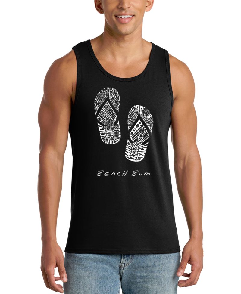 Men's Flip Flops Beach Bum Word Art Graphic Tank Top