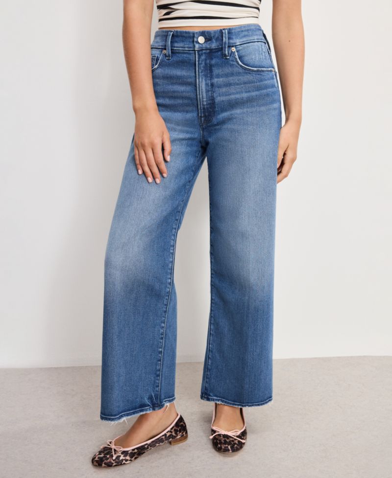 Women's Good Waist Palazzo Cropped Jeans, Regular & Plus Size