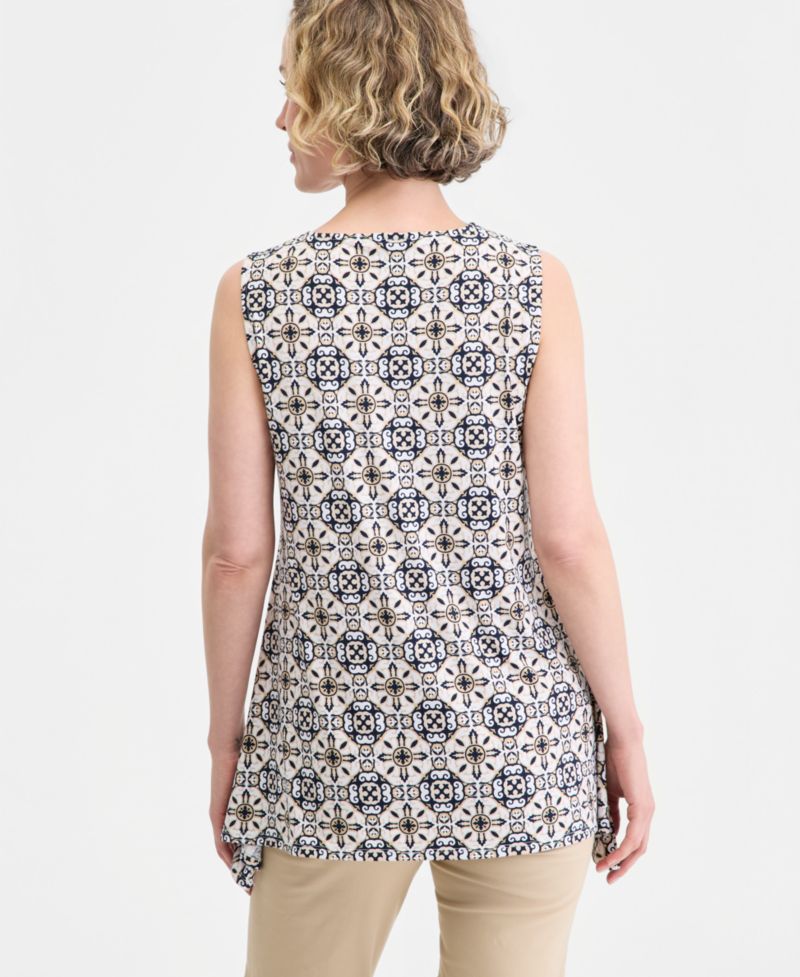 Women's Printed Sleeveless Vneck Knit Top