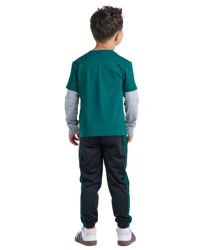 Boys' 2T-7 Cotton Layered Long-Sleeve T-Shirt and Pants, 2-Piece Set