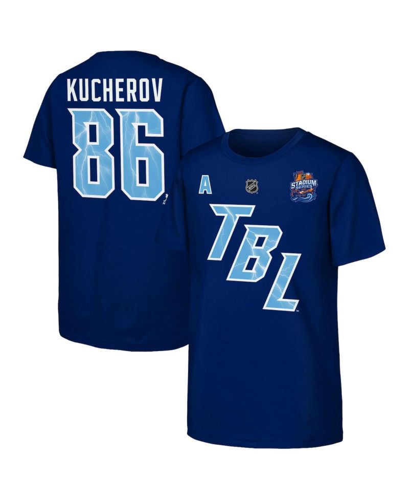 Big Boys and Girls Nikita Kucherov Blue Tampa Bay Lightning Alternate Captain 2026 Stadium Series T-Shirt