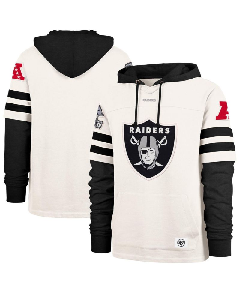 Men's '47 Cream Las Vegas Raiders Split Zone Cornerback Duo Lacer Hoodie