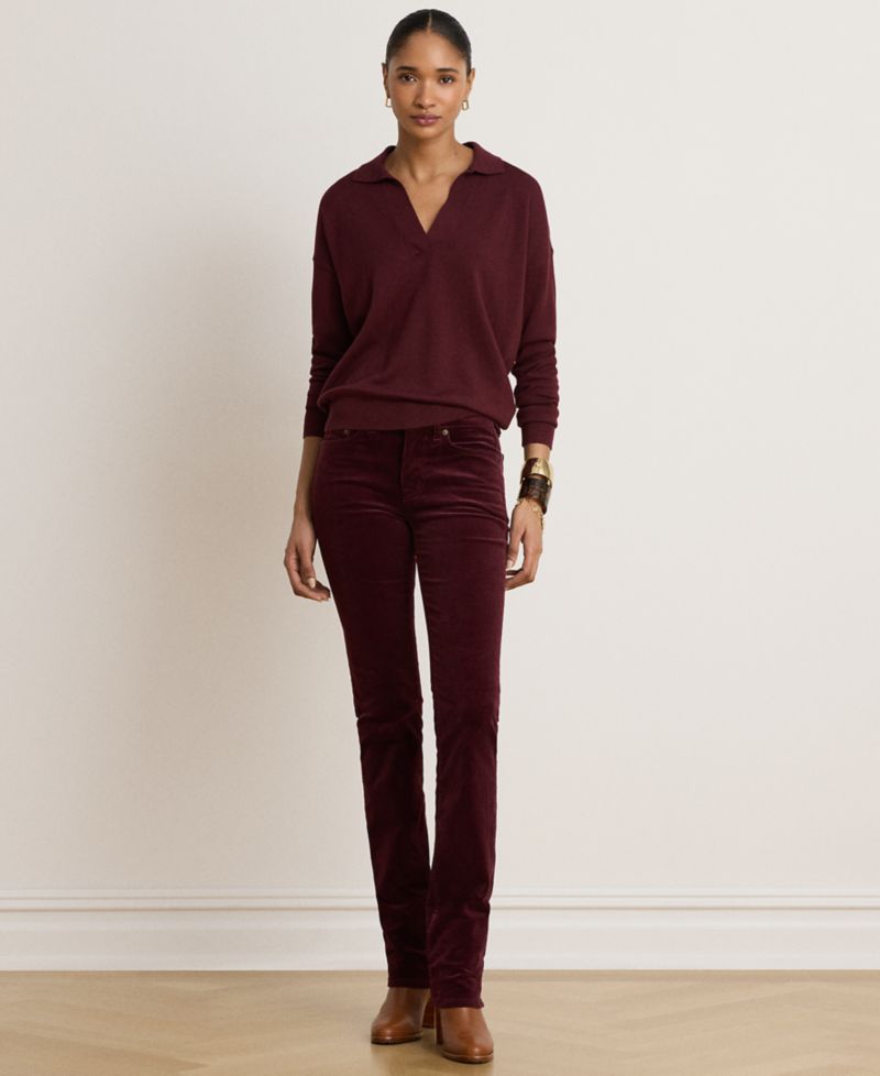 Women's Mid-Rise Slim-Straight Corduroy Pants