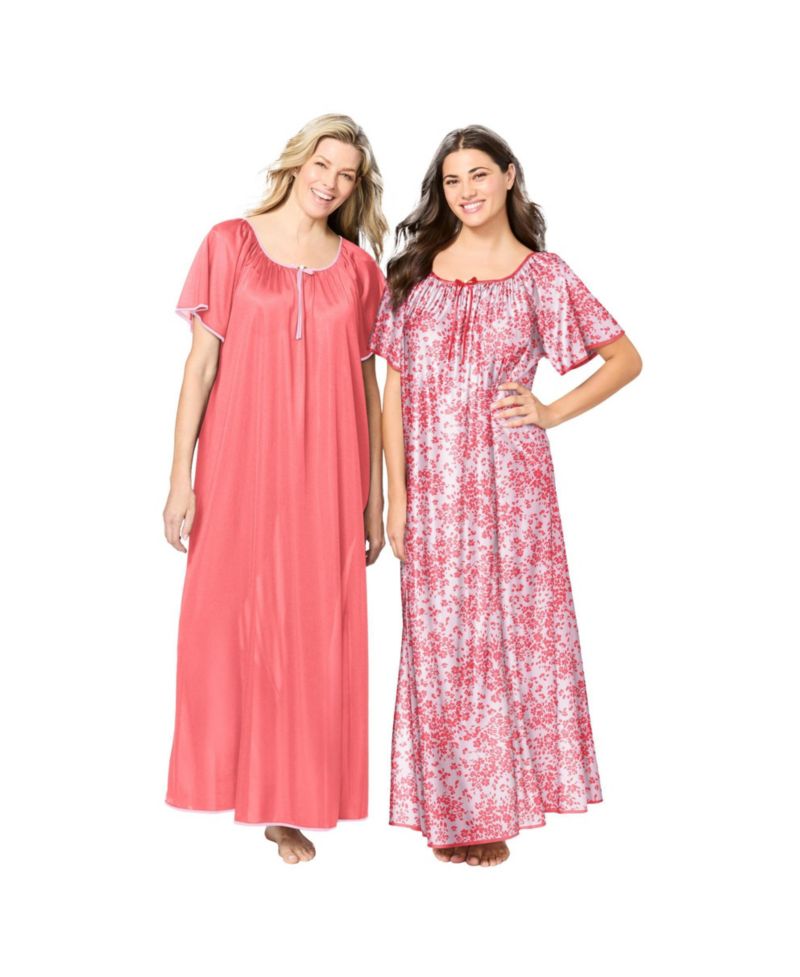 Plus Size Only Necessities 2-Pack Long Silky Gown