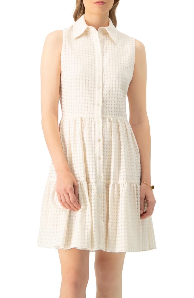 Women's Button-Up Sleeveless A-Line Knit Dress