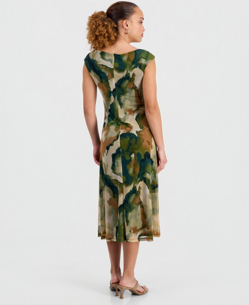 Women's Mesh Cap-Sleeve Dress