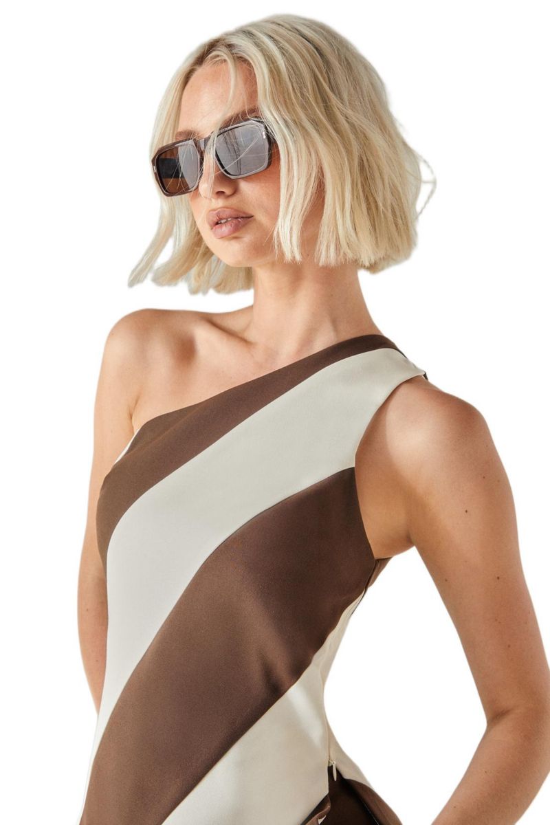 Women's Stripe Tailored One Shoulder Top