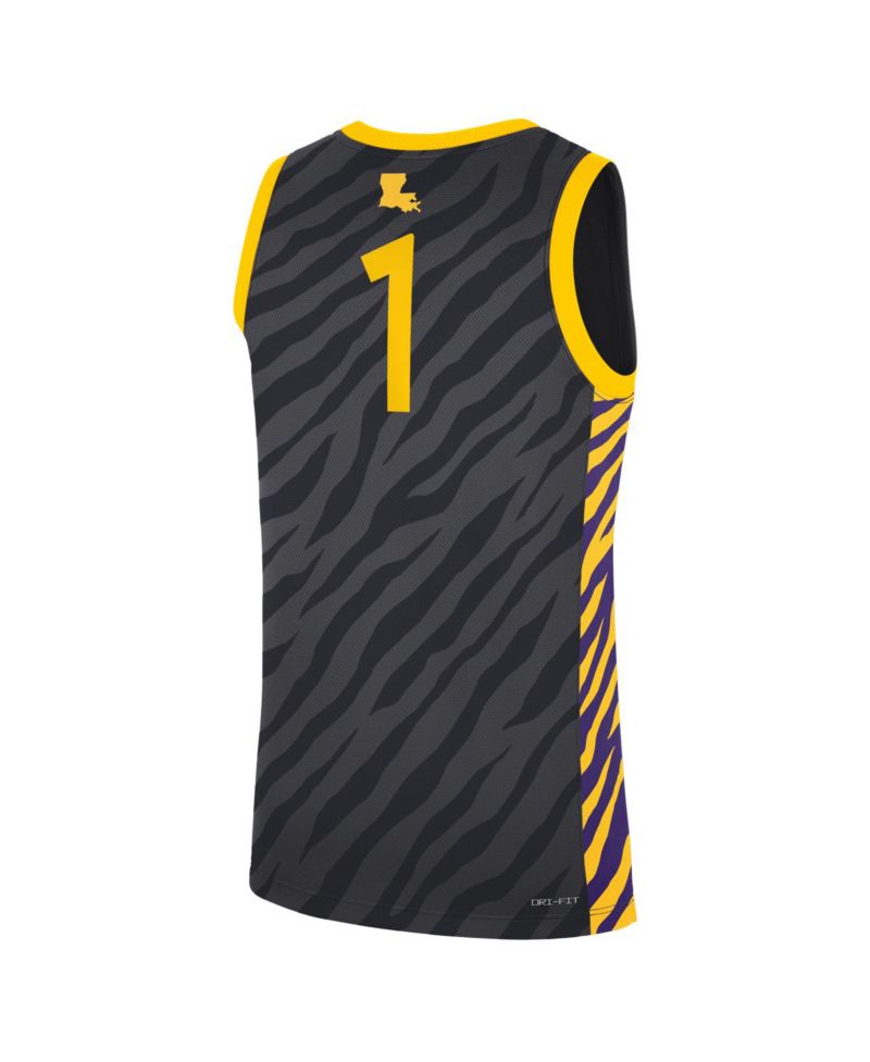 Men's and Women's 1 Anthracite LSU Tigers Replica Basketball Jersey