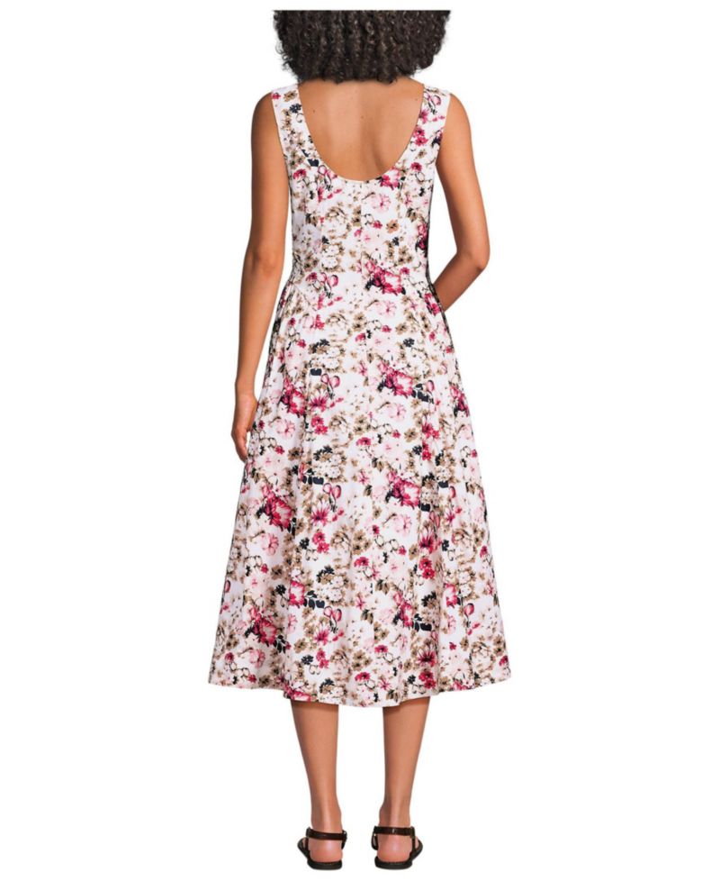 Women's Poplin Boatneck Midi Dress