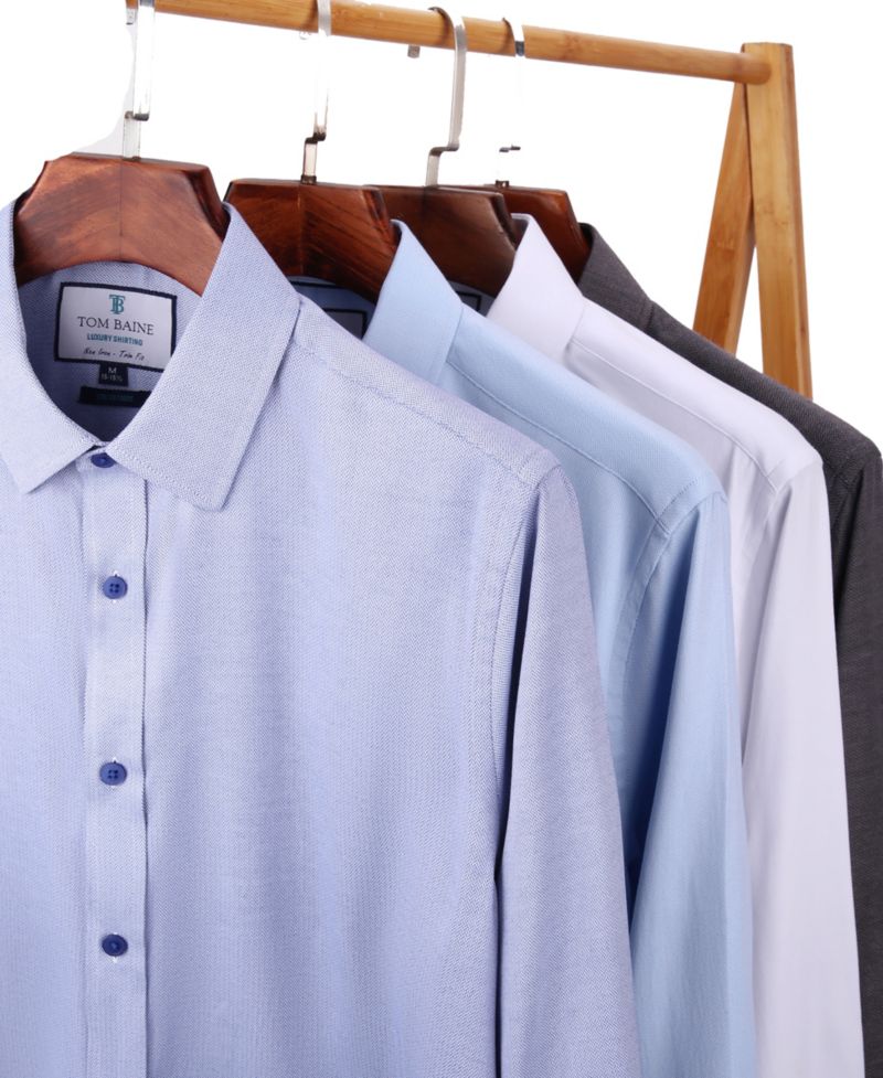 Men's Four-Way Stretch Jacquard Solid Button Down Dress Shirt