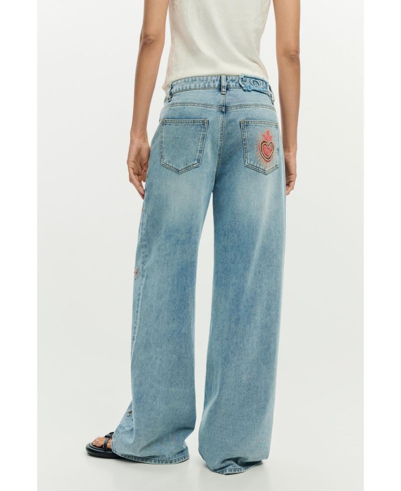 Women's Printed Denim Trousers