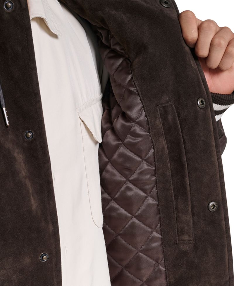 Men's Varsity Faux Suede Leather Jacket