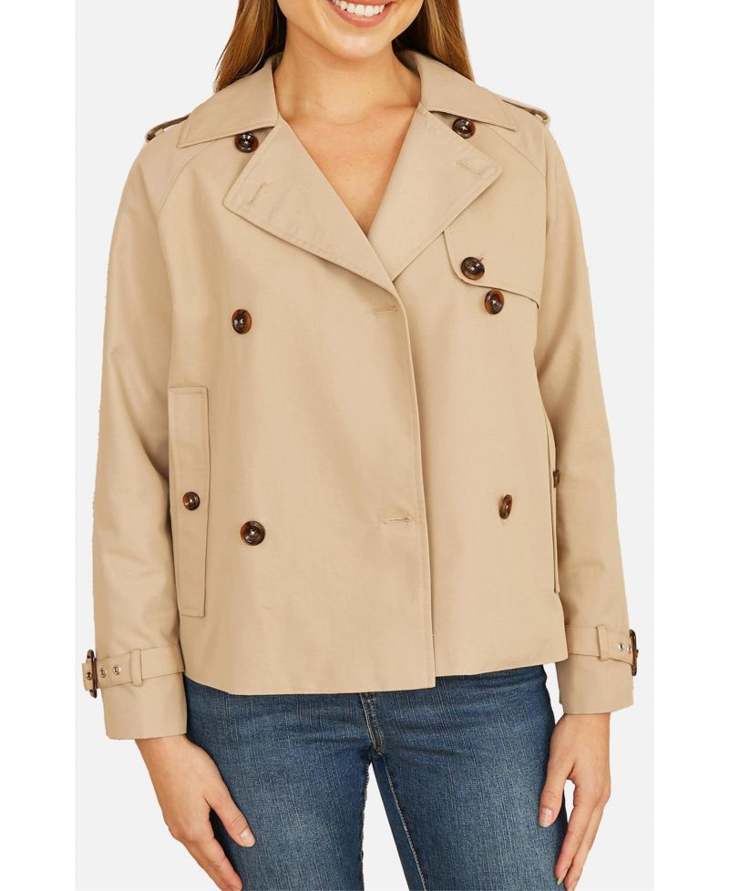 Women's Cropped Trench Jacket With Pockets