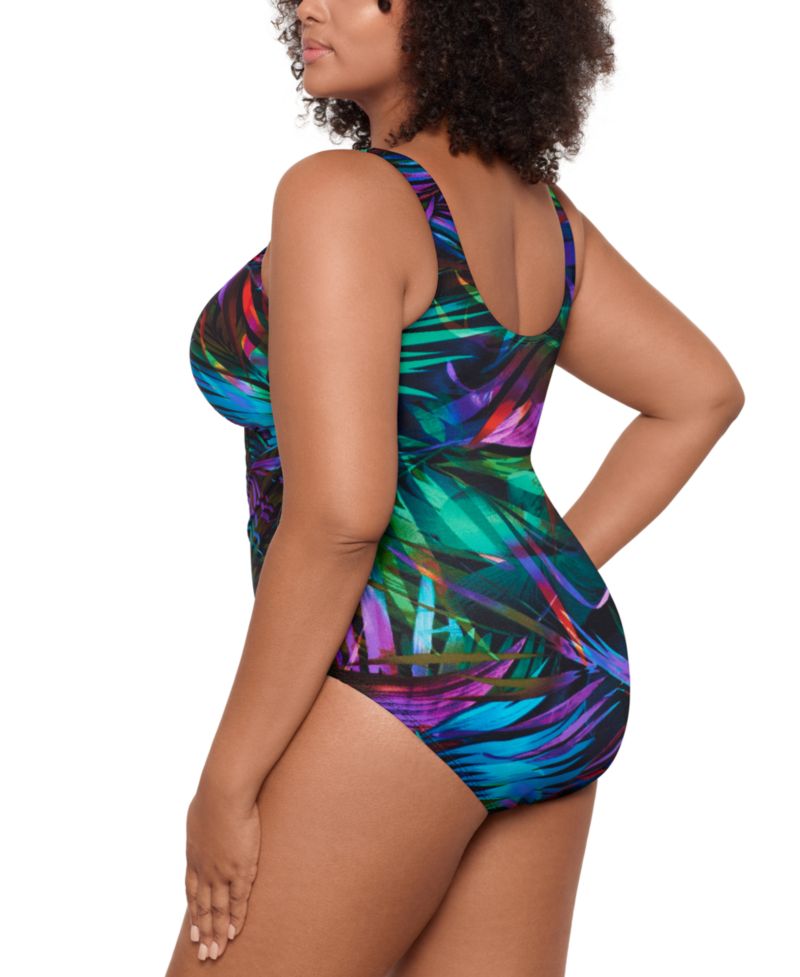 Women's Plus Must Haves Oceanus Tummy Control One Piece Swimsuit
