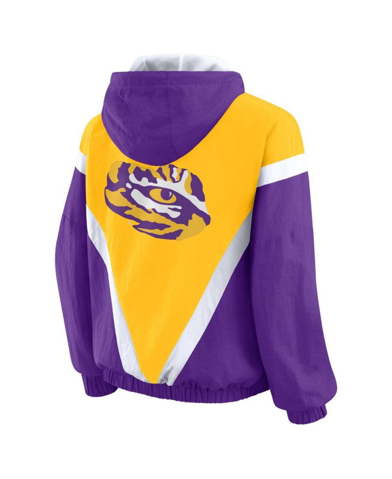 Women's Gold/Purple LSU Tigers Color Block Full-Zip Hoodie Windbreaker Jacket