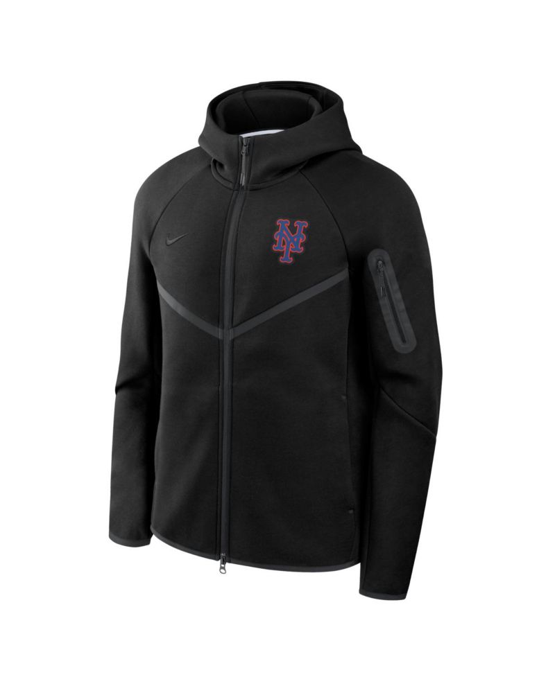 Men's Black New York Mets Tech Fleece Windrunner Full-Zip Hoodie Jacket