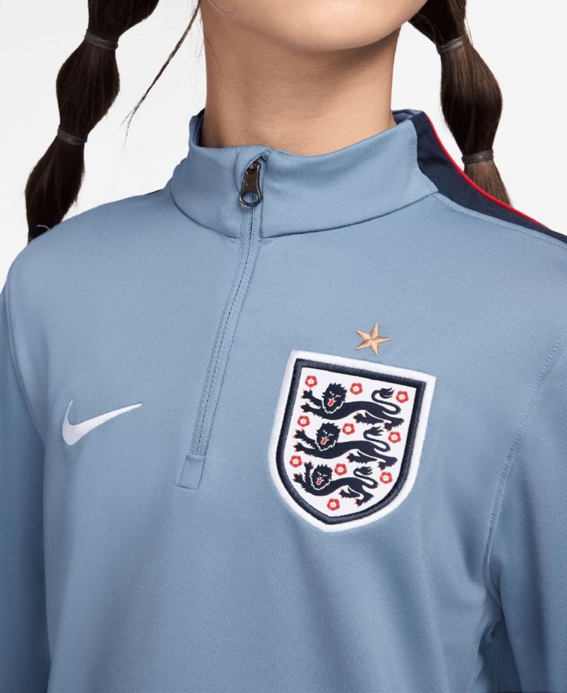 Big Boys and Girls Blue England National Team 2026 Strike Dri-FIT Long Sleeve Quarter-Zip Drill Top