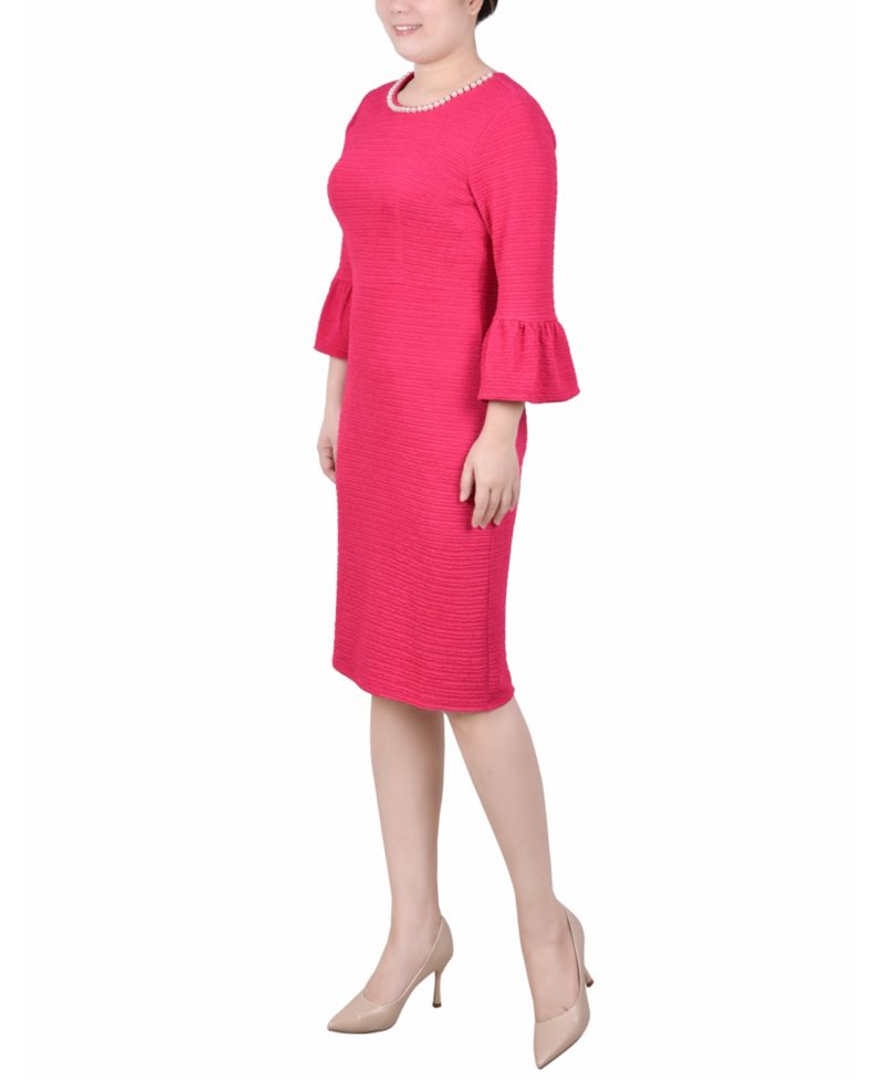 Petite 3/4 Length Imitation Pearl Detail Dress