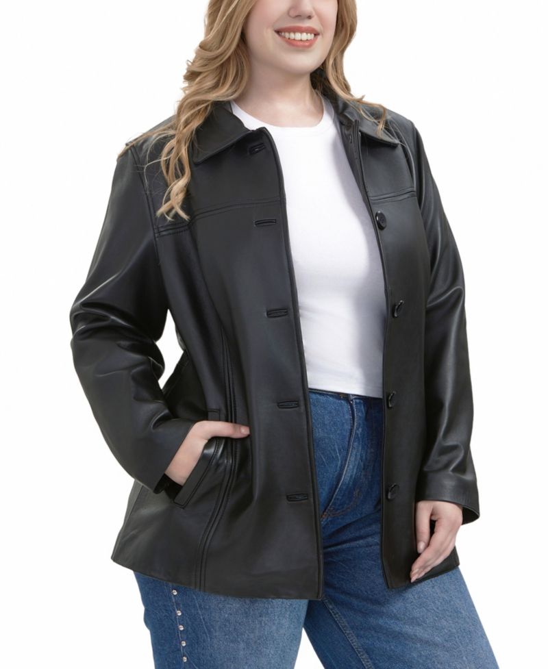 Plus Size Evie Leather Car Coat