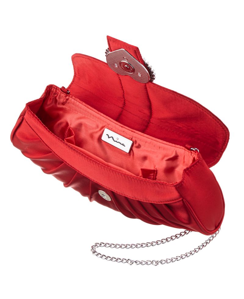 Crystal Heart Adorned Clutch Handbag