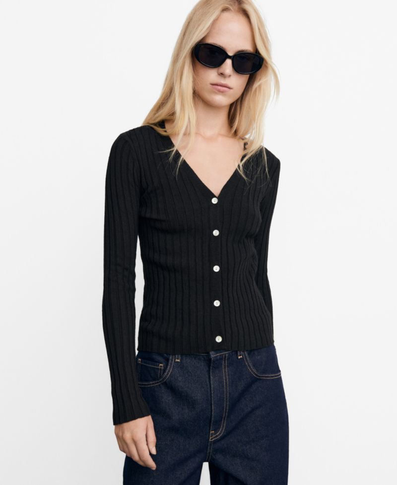 Women's Fine Rib Knit Cardigan