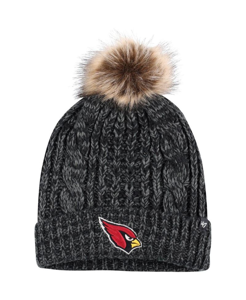 Women's Black Arizona Cardinals Logo Meeko Cuffed Knit Hat with Pom