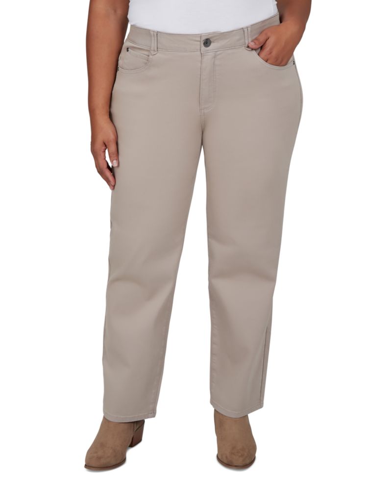 Plus Size Colored Denim Mid-Rise Straight Pants