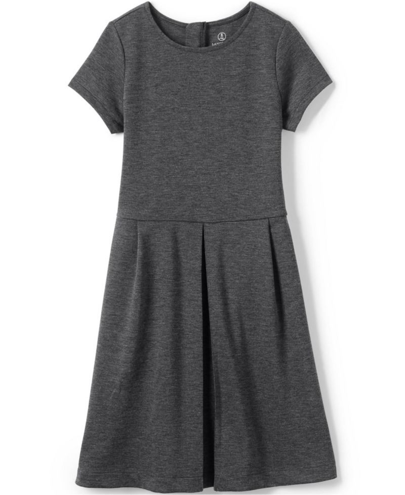 School Uniform Girls Short Sleeve Ponte Dress Top of Knee