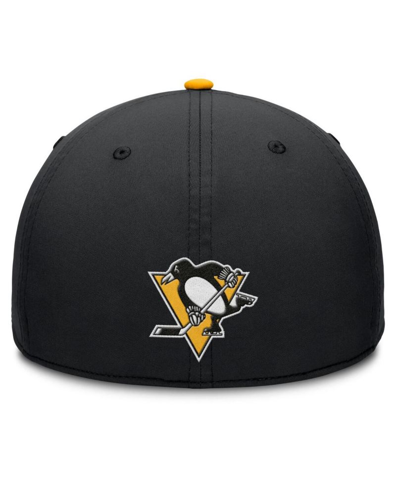 Men's Black/Gold Pittsburgh Penguins Authentic Pro Rink Team Code Flex Hat