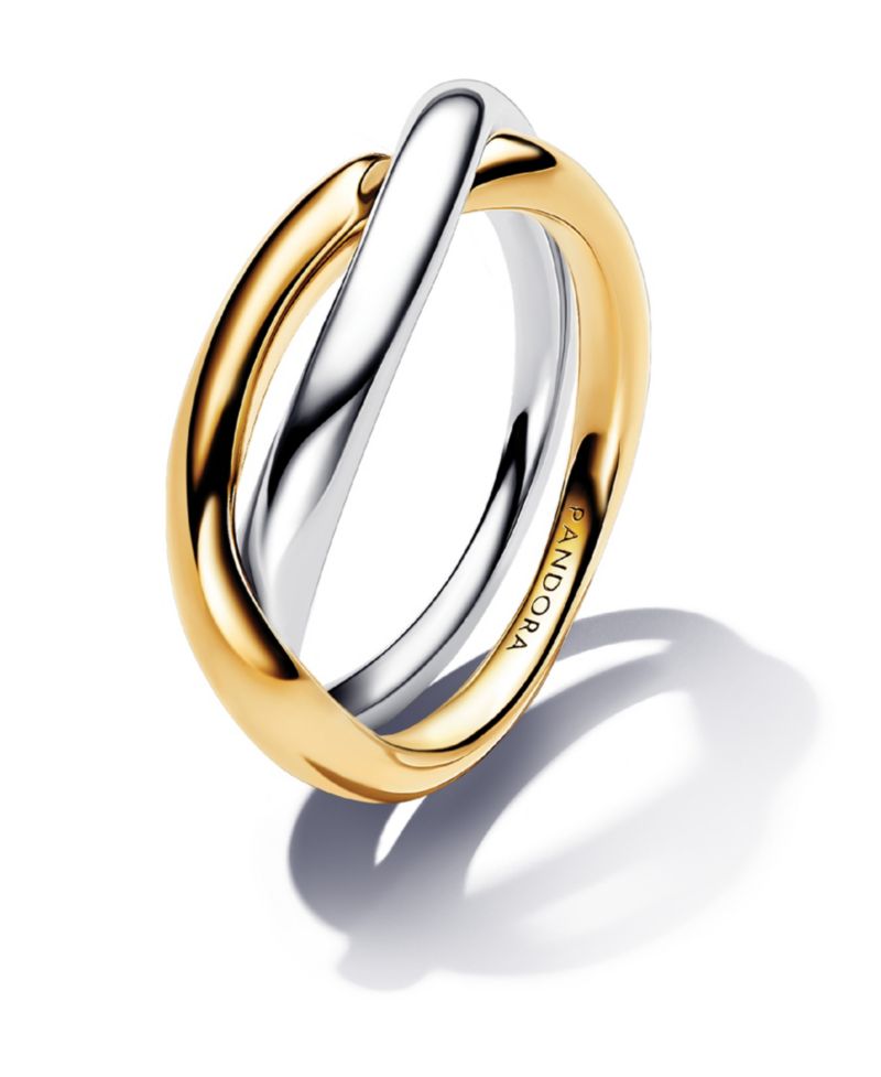 Two-tone Entwined Bands Ring in Sterling Silver and 14k Gold-plated