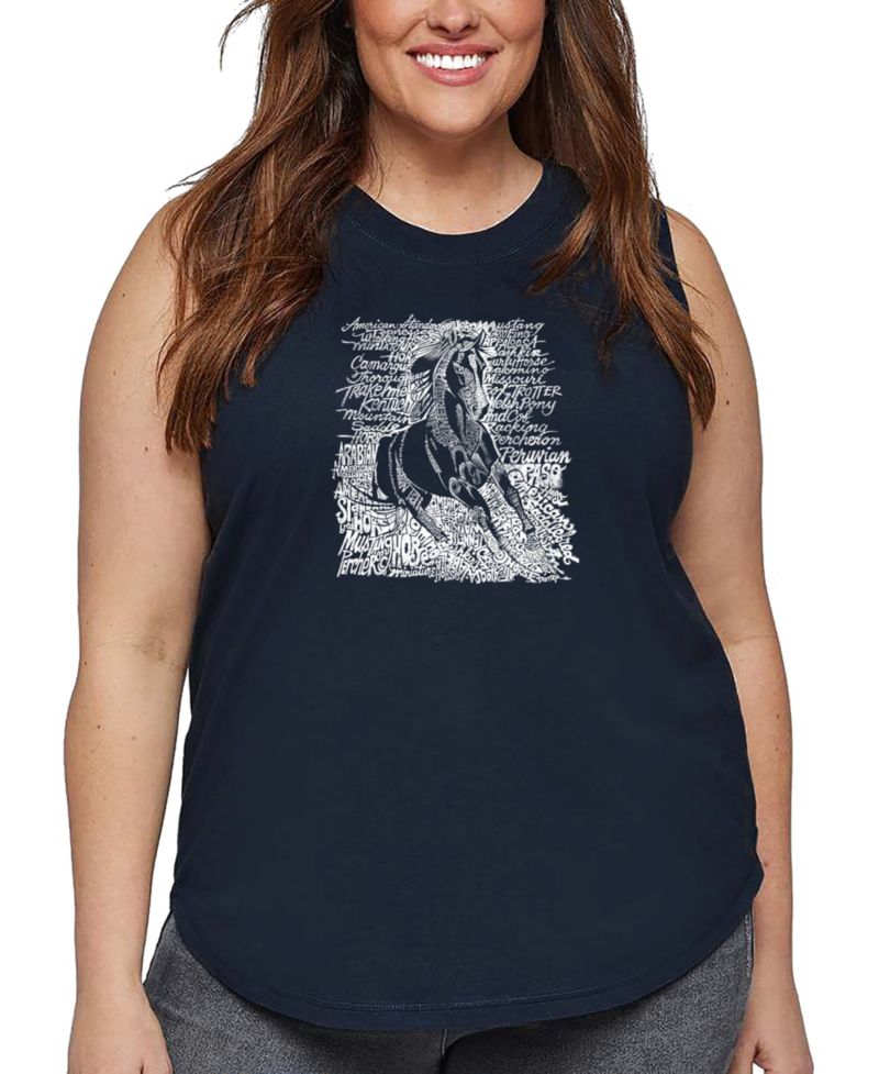 Plus Size Popular Horse Breeds Word Art Tank Top