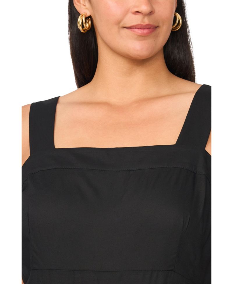 Plus Size Square-Neck Smocked-Back Sleeveless Maxi Dress