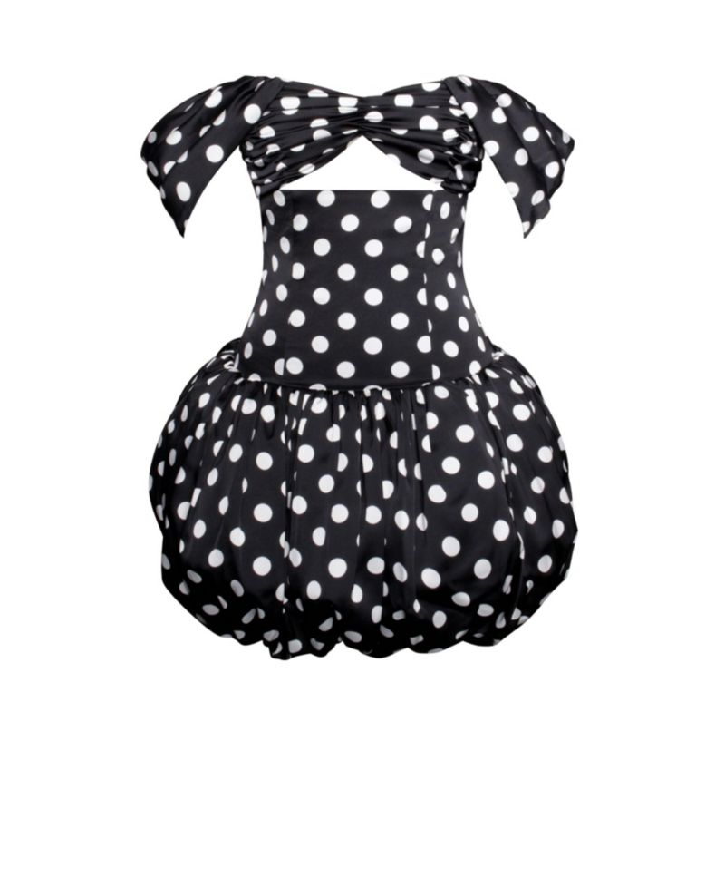 Women's Umika Black Polka Dots Bubble Hem Mini Dress
