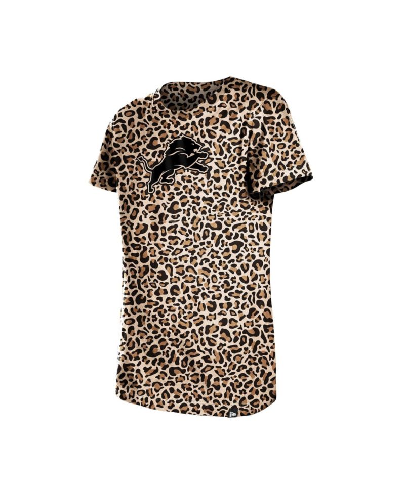 Big Girls Tan Detroit Lions Mom & Me Leopard T-Shirt