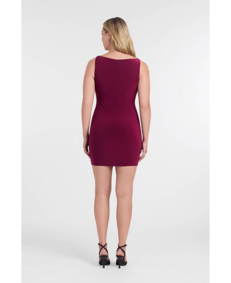 Women's Sculpting Shapewear Shirred Boat Neck Solid Mini Dress